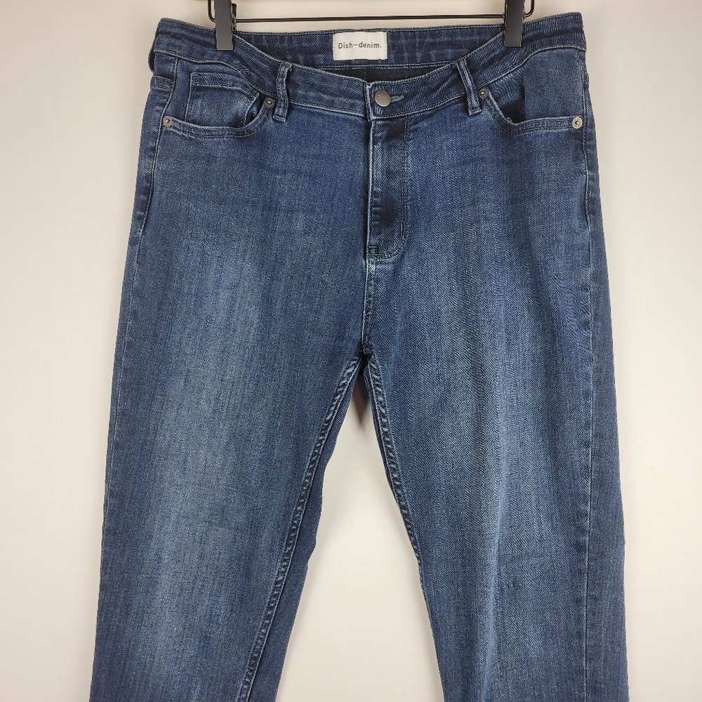 Dish Denim Jeans Women W33 L28 Blue High Rise Skinny Medium Wash Stretch Zip